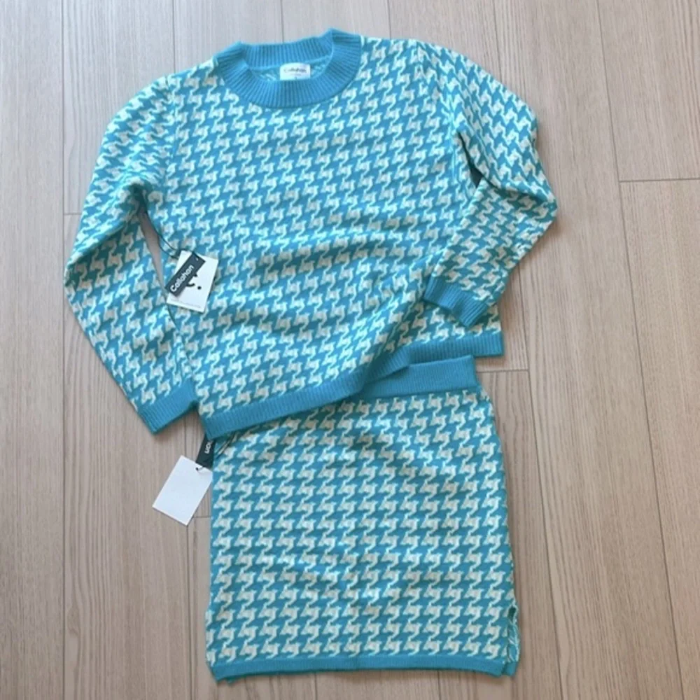 NWT Callahan x Revolve Top & Skirt Set in Argyle Blue - Picture 1 of 7
